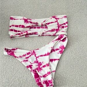Pink and White Tie-Dye Bikini Set